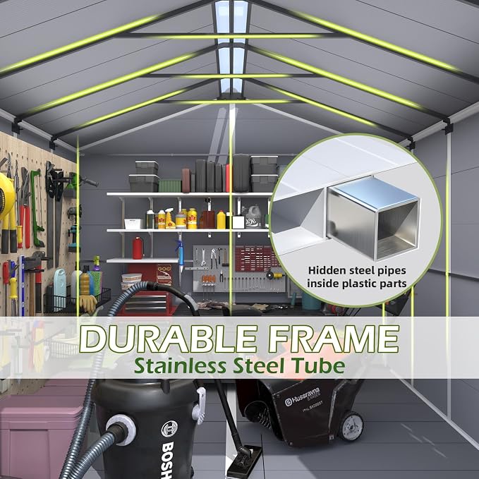 8 x 10 FT Resin Outdoor Storage Shed, All-Weather Plastic Tool Shed - Image 4