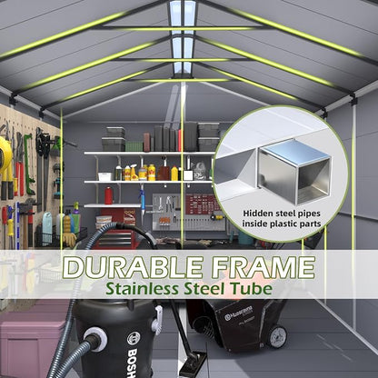 8 x 10 FT Resin Outdoor Storage Shed, All-Weather Plastic Tool Shed - Image 4