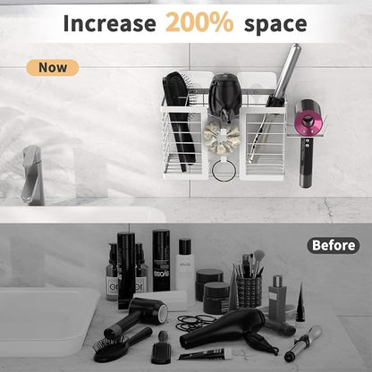 FUNKYLEE Hair Tool Organizer, 3 in 1 Metal Bathroom Blow Dryer Organizer Wall - Image 2