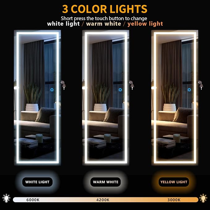 LVSOMT LED Mirror Jewelry Cabinet, Wall/Door Mount Jewelry Armoire Organizer - Image 3