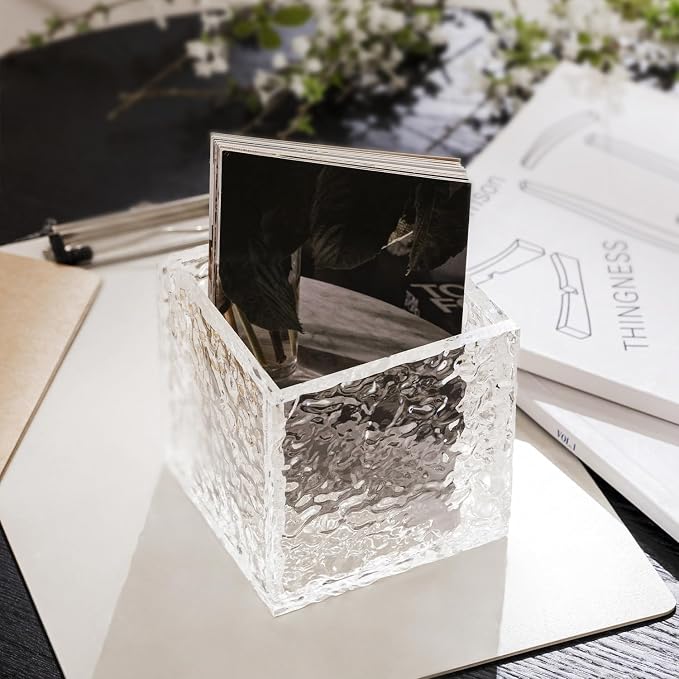 Remote Control Holder, Acrylic Desk Organizer Stone Texture TV Remote Holder - Image 5