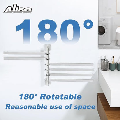 Alise 6 Arm Swivel Towel Rack, Swivel Towel Bar Brushed Nickel, 13.58 Inch | - Image 4