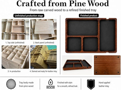 Shinpuru Wooden Valet Tray for Men, Nightstand Organizer - Image 3