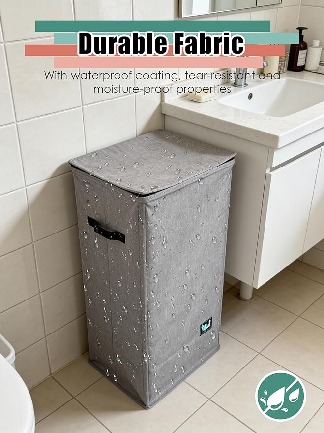 WTREE Laundry Hamper with Lid, Reinforced Sturdy Clothes Hamper with - Image 4