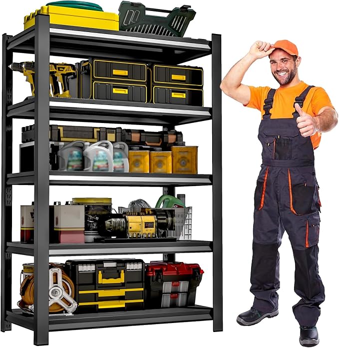 BESFUR 5-Tier Garage Storage Shelves, Heavy Duty Metal Storage Shelving by BESFUR