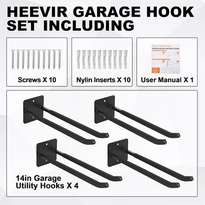 14 Inches Extra Large Garage Hooks, Tool Hanger Long Utility Storage Hooks - Image 4