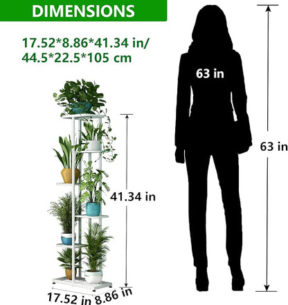 LINZINAR Plant Stand Metal 6 Tier 7 Potted Multiple Flower Pot Holder Shelf - Image 4
