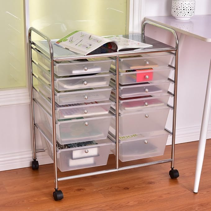 Giantex 12 Drawer Rolling Storage Cart Tools Scrapbook Paper Office School - Image 2