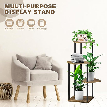 4 Tier Plant Stand Indoor, Thickened Metal Wood Corner Plant Shelf Stands - Image 4