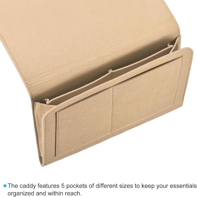 PATIKIL 13in Bedside Caddy, Bed Caddy Bedside Organizer Hanging Soft Felt 5 - Image 3