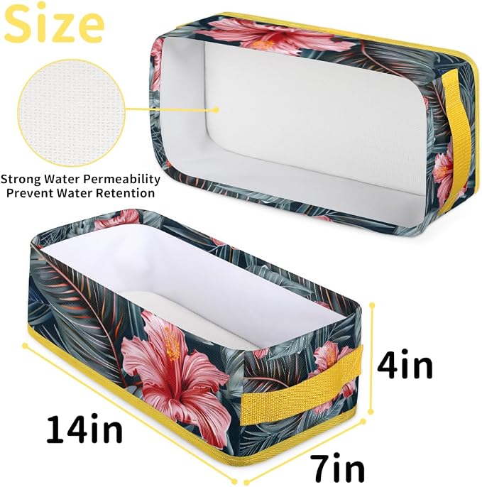 Beautiful Tropical Flowers Bathroom Storage Basket, Foldable - Image 2