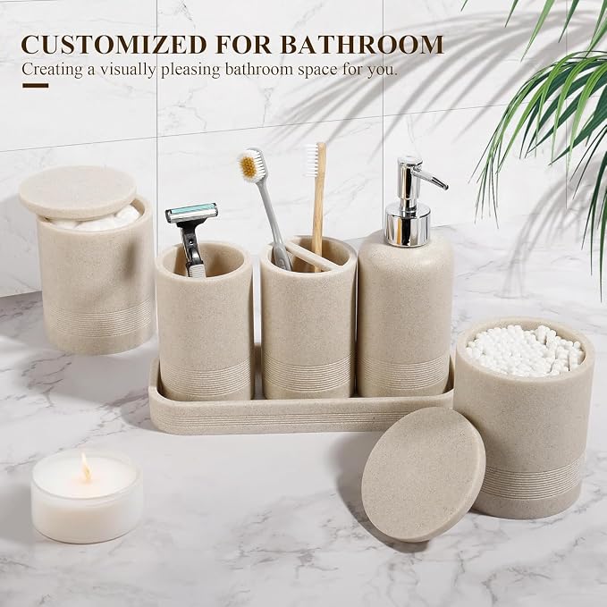 Bathroom Accessories Set, 6-Piece Bathroom Accessory Set, Toothbrush Holders Set - Image 3