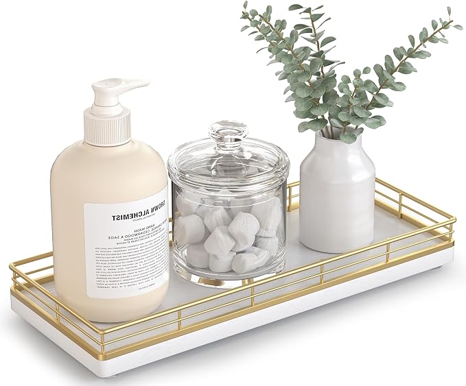 Bathroom Tray for Counter Top Organizer – Oak Wood Vanity Tray by Focusonit