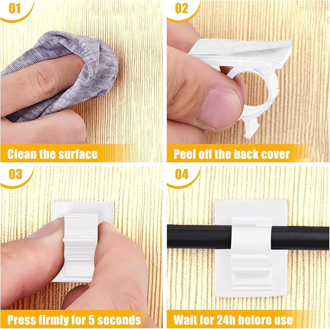Viaky 30pcs Self-Adhesive Cable Clips-Reusable Adjustable Nylon Bracket - Image 8