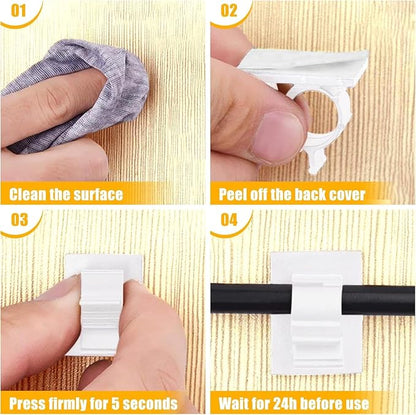 Viaky 30pcs Self-Adhesive Cable Clips-Reusable Adjustable Nylon Bracket - Image 8