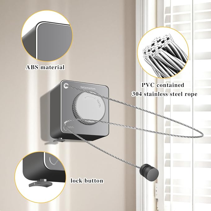 Retractable Clothesline Indoor, Non-Sagging Outdoor Clothes Line retracting - Image 3