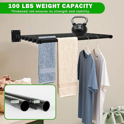 Wall Mounted Drying Rack, 43 Inches Wall Laundry Drying Rack Collapsible Indoor - Image 3