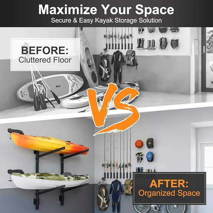 LILYPELLE Kayak Storage Rack, Heavy Duty Kayak Rack, Wall Mount, Freestanding - Image 6