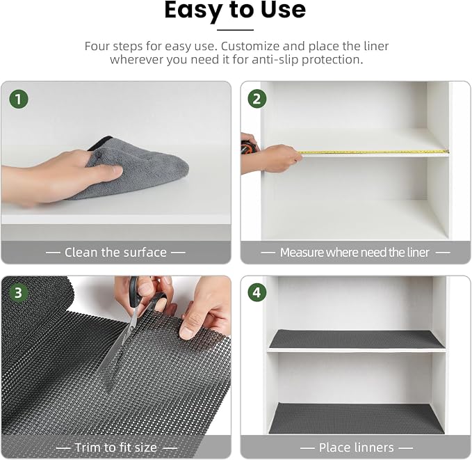BAGAIL Non-Adhesive Shelf Liner, Thick Strong Grip Drawer Liners - Image 6