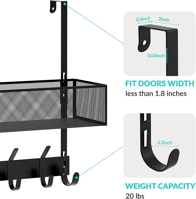 LUCYCAZ Over The Door Hooks Organizer, Back Door Storage - Image 3