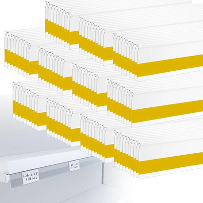 110 Pcs Shelf Label Strips, 1.25" H x 48" L Shelf Label Holders, Self Adhesive by Nalwort