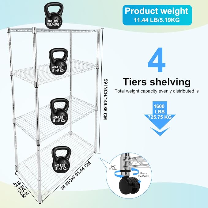 Whitmor 4 Tier Storage Shelves, Heavy Duty - Image 3