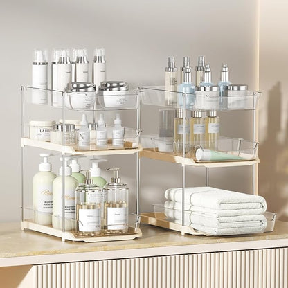 Delamu 2 Pack 3-Tier Bathroom Under Sink Organizers and Storage, Pull Out Clear - Image 5