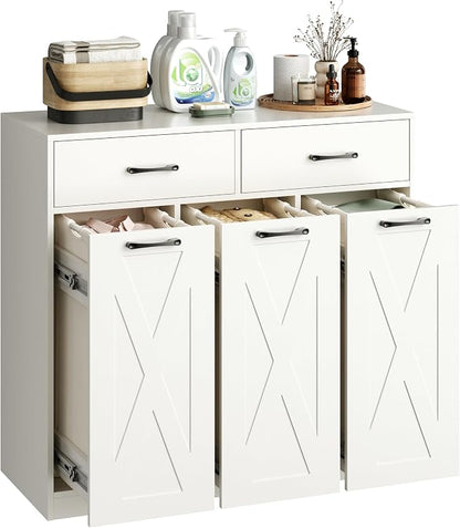 Herture Laundry Hamper Cabinet, Laundry Basket 3 Section by Herture