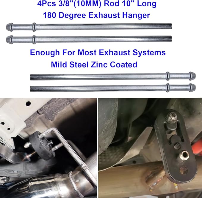 16PCS Rubber Exhaust Hanger Rod Set Heavy Duty 3/8" Rod 90°7.6" Long + Straight - Image 4