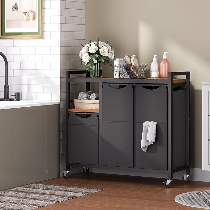 HOOBRO Laundry Sorter with 3 Section, 29 Gal. Laundry Hamper with Wheels and - Image 6