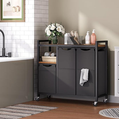 HOOBRO Laundry Sorter with 3 Section, 29 Gal. Laundry Hamper with Wheels and - Image 6