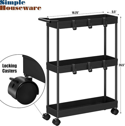 Simple Houseware 3-Tier Slim/Narrow Storage Cart - Image 3