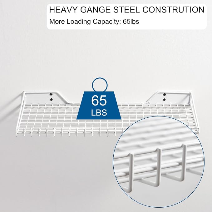 Wallmaster Heavy Duty Garage Wall Shelving 2 Pack 23.6"x11.8" Metal Wire - Image 4