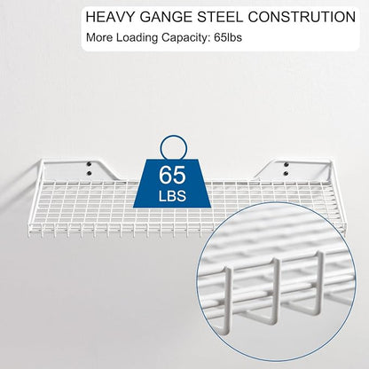Wallmaster Heavy Duty Garage Wall Shelving 2 Pack 23.6"x11.8" Metal Wire - Image 4