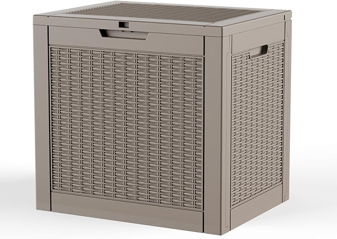 Vixzen 36 Gallon Deck Boxes Outdoor Waterproof, Lockable Resin Storage Box by Vixzen