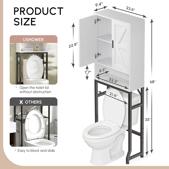 White Over The Toilet Storage Cabinet - Image 2
