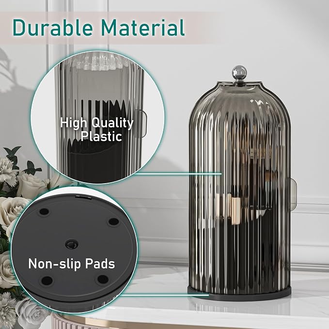 GAXmi Makeup Brush Holder with Lid Cosmetic Tools Organizer 360 Rotating - Image 7