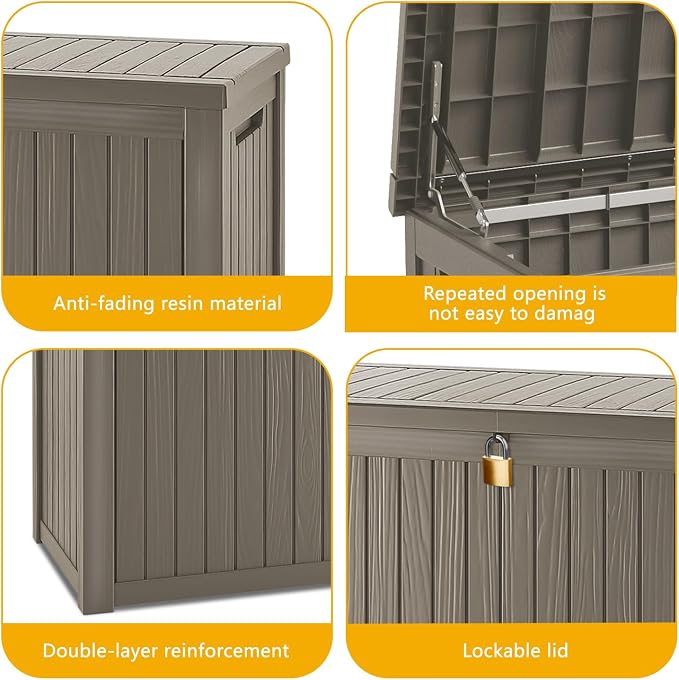 200 Gallon Deck Box, Resin Outdoor Indoor Waterproof Storage Box, Lockable - Image 4