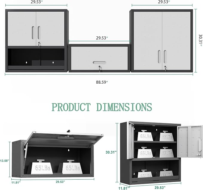 Metal Tool Cabinet, Garage Storage Cabinet System, Wall Cabinet & Locking - Image 3