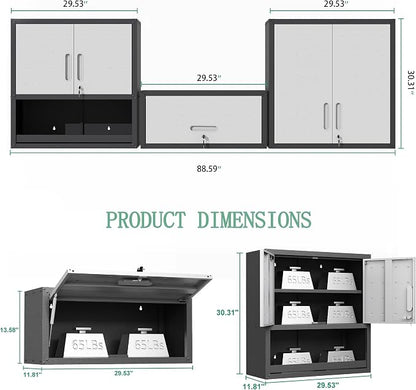 Metal Tool Cabinet, Garage Storage Cabinet System, Wall Cabinet & Locking - Image 3