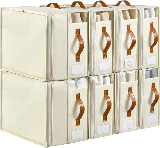 Bed Sheet Organizers and Storage, 8 Pack Linen Closet Organizers by Freebat