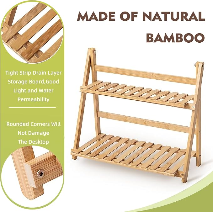 Bamboo Mug Shelf, 2-Tier Matcha Station & Coffee Bar Organizer-15.7 Inch - Image 4