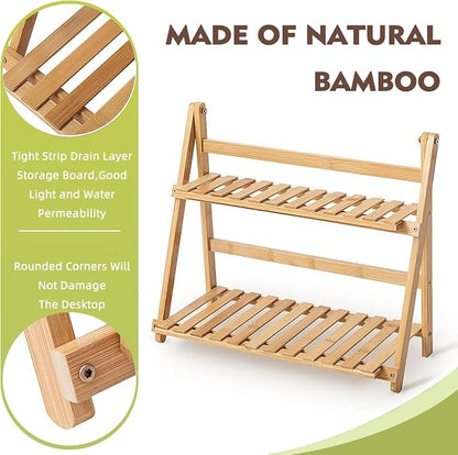 Bamboo Mug Shelf, 2-Tier Matcha Station & Coffee Bar Organizer-15.7 Inch - Image 4