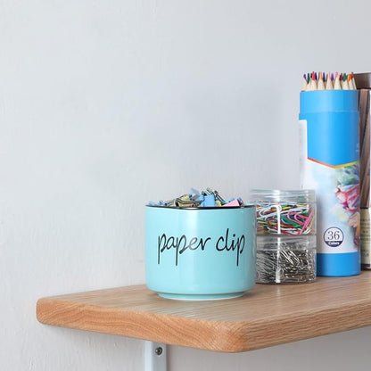 ONTUBE Farmhouse Paper Clip Holders, Ceramic Binder Clip Dispenser Organizer - Image 6