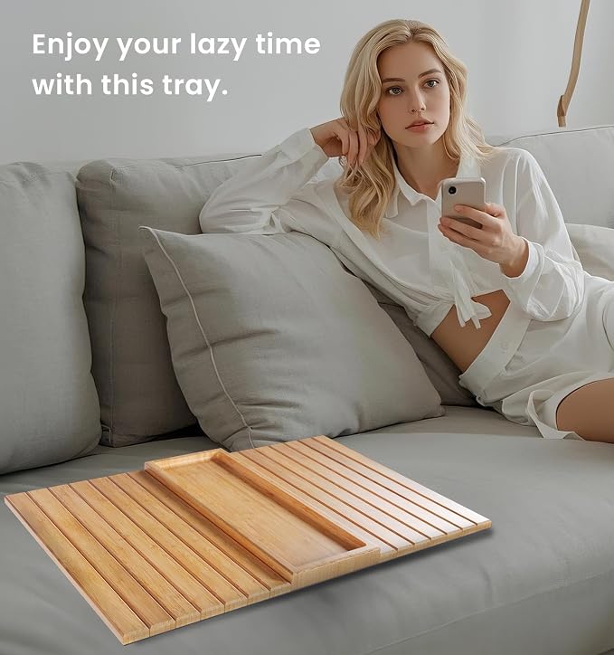 Sofa Arm Tray, Bamboo Folding Couch Arm Tray, Sofa Armrest Trays - Image 5