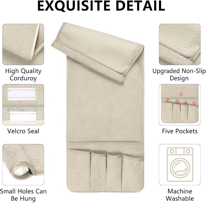 Remote Control Holder, Armchair Caddy Couch Caddy, Anti Slip Corduroy Tv Remote - Image 5