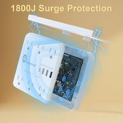 Overtop Power Charger with Shelf, Wall Outlet Extender Surge Protector with 6 - Image 7