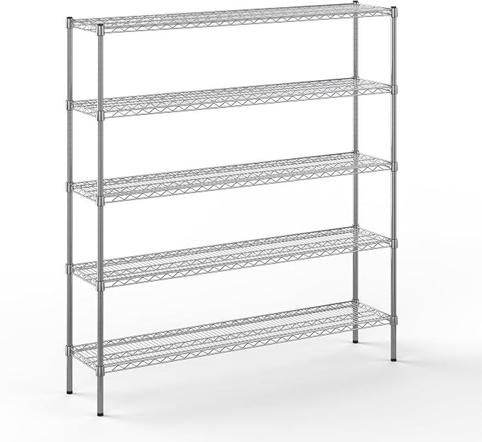14" Deep x 60" Wide x 64" Height Wire Shelving Kit | 5-Tier | NSF Commercial by Regal+Altair