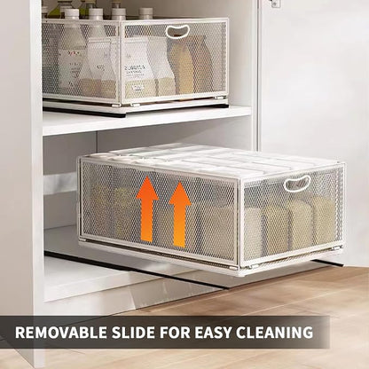 Sliding Cabinet Basket Organizer Drawer Self Adhesive Slide out Pantry Shelves - Image 9