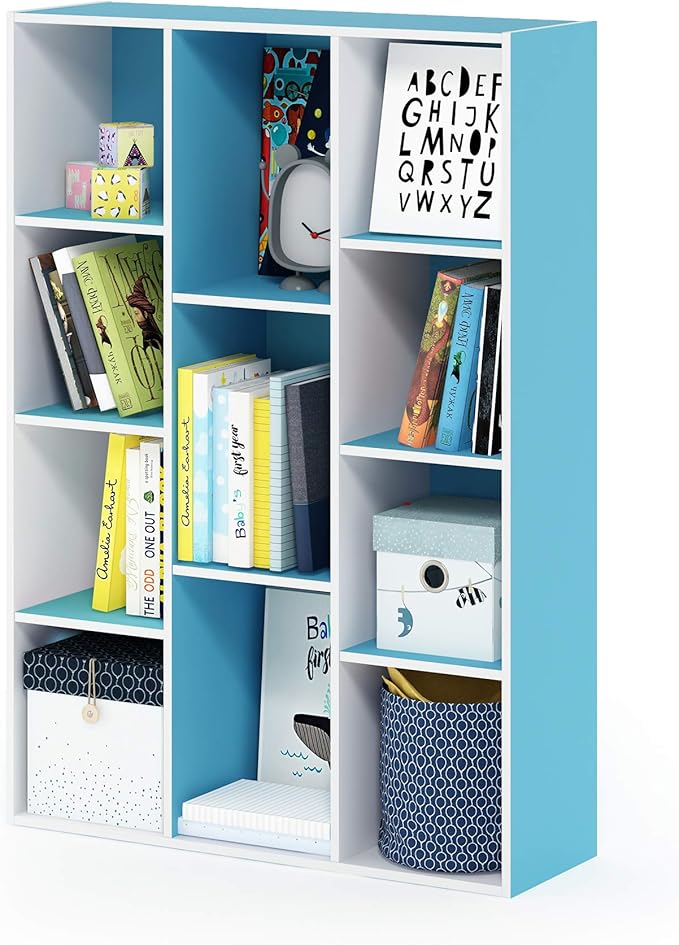 Furinno LUDER Book Shelf, 11-Cube Bookshelf, Reversible Bookcase, 9.4 x 29.1 x - Image 3